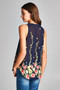 DNA COUTURE Chiffon Floral Border Button Sleeveless Top