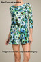 AMBITION Floral Print Boat Neck Romper with 3/4 Sleeves