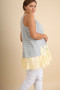 GIGIO Plus Size Striped Top Sleeveless Racer Back Tunic with Lace Applique Hem