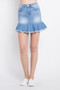 IRIS 5 Pocket Denim Skirt with Frayed Ruffle Hem