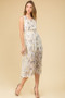 LA ROS Sleeveless Chiffon Midi Dress in Off White Floral