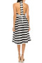 AMBITION Classic Black & White Stripe Sleeveless Midi Dress Fit & Flare Style