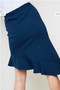 UMGEE Pinstripe Skirt with Asymmeterical Ruffle Hem in Navy