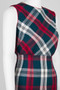 Anne Klein Crew Neck Sleeveless Zipper Back Multi Chekered Pattern Cotton/Linen Dress