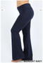 PLUS SIZE PREMIUM COTTON FOLD OVER YOGA PANTS FLARED LEG NAVY OR CHARCOAL