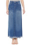 BR GIRL Stretch Denim A-Line Long Skirt with a Scalloped Embroidered Hem