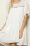 OVERSIZE MINI DRESS WITH CROCHET DETAILS LINEN BLEND
