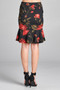 ACTIVE BASIC Peplum Hem Knee Length Skirt with Floral Print In 2 Colors