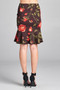 ACTIVE BASIC Peplum Hem Knee Length Skirt with Floral Print In 2 Colors