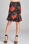 ACTIVE BASIC Peplum Hem Knee Length Skirt with Floral Print In 2 Colors