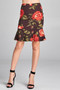 ACTIVE BASIC Peplum Hem Knee Length Skirt with Floral Print In 2 Colors