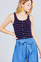 ACTIVE BASIC SCOOP NECK BUTTON DOWN STRIPE RIB CROP TANK TOP IN 3 COLORS