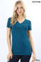 BASIC COTTON V-NECK SHORT SLEEVE TOP IN 3 COLORS