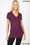 BASIC COTTON V-NECK SHORT SLEEVE TOP IN 3 COLORS