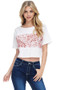 FAIRYLAND Short sleeve Crop Top with Embroidered Pattern