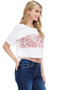 FAIRYLAND Short sleeve Crop Top with Embroidered Pattern