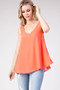 MITTOSHOP DOBBY V-NECK PLEATED BACK SLEEVELESS WOVEN TOP IN 3 COLORS