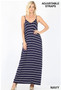 STRIPED V-NECK CAMI MAXI DRESS WITH POCKETS 