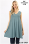 V-NECK SLEEVELESS STRAIGHT HEM LONGLINE FLARED TUNIC AVAILABLE IN 2 COLORS