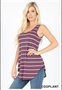 STRIPED FABRIC DOLPHIN HEM TANK TOP IN 2 COLORS