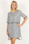 Striped Short Sleeve Dress with Ruffle Detail