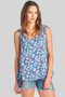 Blue Floral Tie Back Open Top Sleeveless