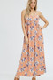 BLUSHING HEART Floral V-Neck Spaghetti Strap Maxi Length Sun Dress