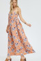 BLUSHING HEART Floral V-Neck Spaghetti Strap Maxi Length Sun Dress