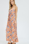 BLUSHING HEART Floral V-Neck Spaghetti Strap Maxi Length Sun Dress