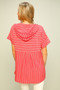Short Sleeve Multi-Striped Knit Hoodie 2 Colors Available
