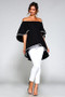 ELDRIDGE OFF SHOULDER HI-LOW TUNIC WITH CONTRAST PIPING
