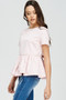 BLUSHING HEART Short Sleeve Peplum Top with Three Ties in Back 