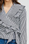 Gingham Box Pleat Wrap Blouse