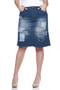 BE GIRL Stretch Denim Knee Length Skirt with Patches