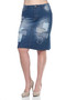 BE GIRL Stretch Denim Knee Length Skirt with Patches