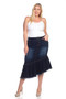 BE GIRL Plus Size Stretch Denim Hi-Low Ruffle Skirt with Washed Effect, Frayed Bottom