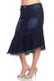 BE GIRL Plus Size Stretch Denim Hi-Low Ruffle Skirt with Washed Effect, Frayed Bottom
