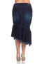 BE GIRL Plus Size Stretch Denim Hi-Low Ruffle Skirt with Washed Effect, Frayed Bottom