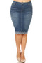 BR GIRL Plus Size Stretch Denim Knee-Length Skirt Relaxed Fit with Scalloped Embroidery Hem