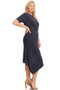 LILLIAN Plus Size Midi Dress with Asymmetrical Hem and Short Sleeves in 2 Colors