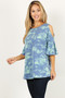 NALGAE WING Plus Size Cold Shoulder Tie Dye Short Sleeve Tunic  Top with Bell Sleeve