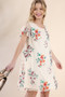 GIGIO Lined Polka Dot Chiffon Dress with Floral Embroidery