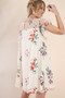 GIGIO Lined Polka Dot Chiffon Dress with Floral Embroidery
