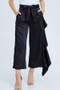 BLUSHING HEART Silky High Waist Wide Legged Pants with Ruffles and Tie Belt