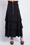 BLUSHING HEART Tiered Maxi Skirt With Zipper Detail and Micro Ruffle Waist