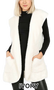 HOODED FAUX FUR COCOON VEST WITH SIDE POCKETS 3 COLORS AVAILABLE