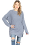 LONG SLEEVE SWEATER ROUND NECK WITH SIDE SLIT 2 COLORS AVAILABLE