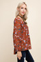 Long Sleeve Floral Print Smocked Top