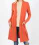 PLUS SIZE SWEATER OPEN FRONT KNEE LENGTH CARDIGAN AVAILABLE IN 4 COLORS