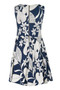 Taylor Boat Neck Sleeveless Pleated Zipper Back Floral Print Scuba Dress